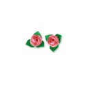 Roses roses avec feuilles Patisdécor x10 Roses roses avec feuilles Patisdécor x10