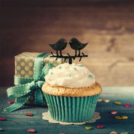 Cake Topper Oiseaux amoureux (x8)