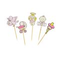 Décors naissance fille sur pique en bois (x10) Décors naissance fille sur pique en bois (x10)