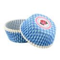 Caissette cupcake vichy bleu décor rose (x 50) Caissette cupcake vichy bleu décor rose (x 50)
