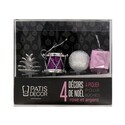 4 décors de Noël rose argent à piquer sur buche 4 décors de Noël rose argent à piquer sur buche
