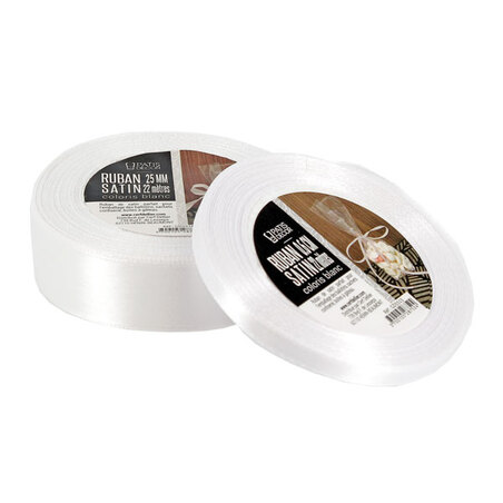 Ruban blanc satin 0.6 cm (22 m) Patisécor