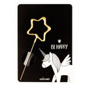 Cierge magique étoile or + carte licorne Be Happy Cierge magique étoile or + carte licorne Be Happy