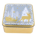 Boîte à biscuits de Noël dorée en métal Boîte à biscuits de Noël dorée en métal