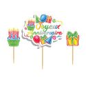 Cake topper assortis "Joyeux anniversaire" thème anniversaire enfantin Cake topper assortis "Joyeux anniversaire" thème anniversaire enfantin