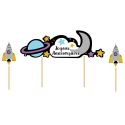 Cake topper assortis "Joyeux anniversaire" thème Galaxie Cake topper assortis "Joyeux anniversaire" thème Galaxie