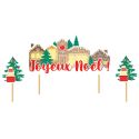 Cake topper assortis "Joyeux noël" thème village de noël Cake topper assortis "Joyeux noël" thème village de noël