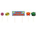 Cake topper assortis "Joyeux anniversaire" thème Super-héros Cake topper assortis "Joyeux anniversaire" thème Super-héros