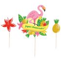 Cake topper assortis "Joyeux anniversaire" thème Tropical Cake topper assortis "Joyeux anniversaire" thème Tropical