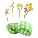 Kit déco cupcakes Pâques vichy vert Kit déco cupcakes Pâques vichy vert