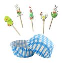 Kit déco cupcakes Pâques vichy bleu Kit déco cupcakes Pâques vichy bleu