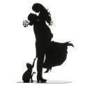Couple de mariés avec chat métal noir Couple de mariés avec chat métal noir
