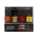 4 décors de Noël or et rouge à piquer sur buche 4 décors de Noël or et rouge à piquer sur buche