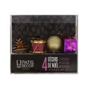 4 décors de Noël assortis violet doré sur pique 4 décors de Noël assortis violet doré sur pique