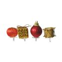4 décors de Noël assortis rouge doré sur pique 4 décors de Noël assortis rouge doré sur pique