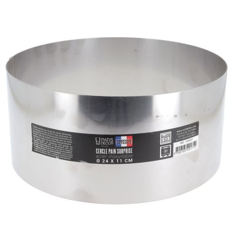 Cercle à pain surprise inox H 11 cm Diam 24 cm Patisdécor