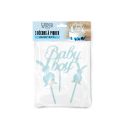 Décor sur pique bleu Baby Boy lapins Patisdécor Décor sur pique bleu Baby Boy lapins Patisdécor