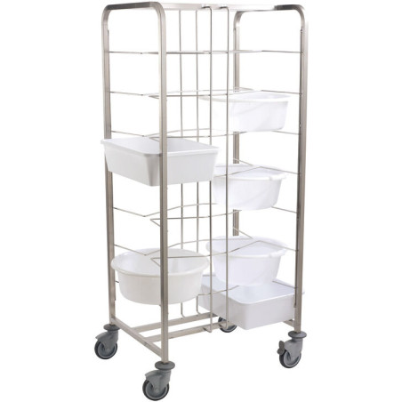 Chariot inox pour 16 bacs à...