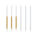 Bougies bicolores dorées hautes 13 cm avec bobèches Bougies bicolores dorées hautes 13 cm avec bobèches