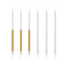Bougies bicolores dorées hautes 13 cm avec bobèches