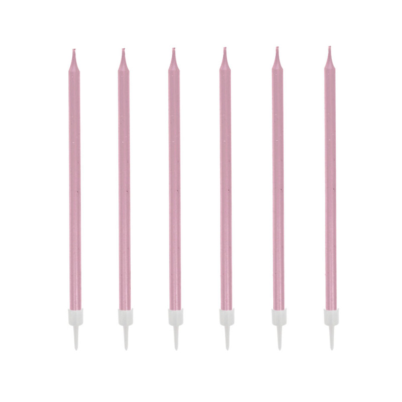 12 bougies roses hautes 13 cm