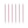 12 bougies roses hautes 13 cm