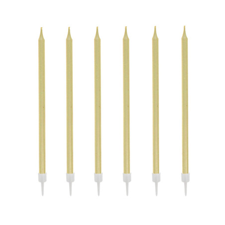12 bougies dorées hautes 13 cm