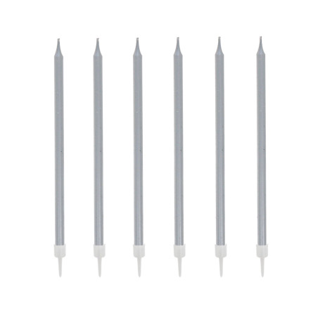 12 bougies argentées hautes 13 cm