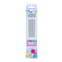 12 bougies argentées hautes 13 cm packaging